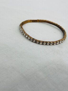 Vintage 1990s Y2K Gold tone Rhinestone stretch bracelet